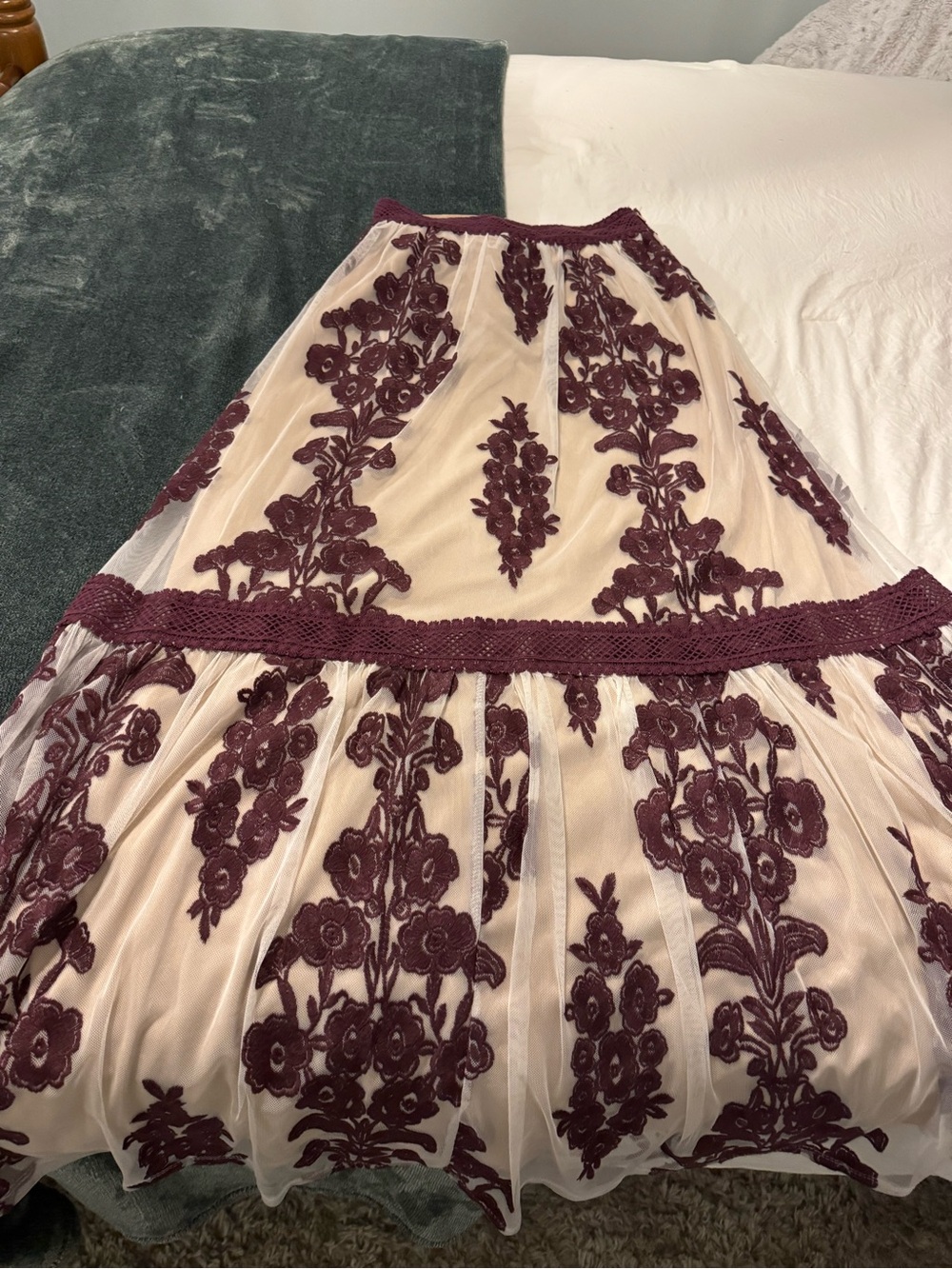 Altar'd State White Maxi Dress with Rust Floral Embroidery - Picture 7 of 8
